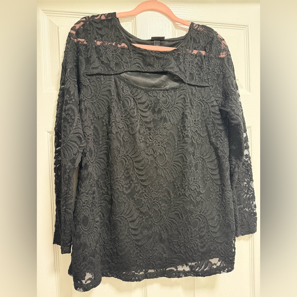 Torrid Black Lace Long Sleeve Blouse Size 0